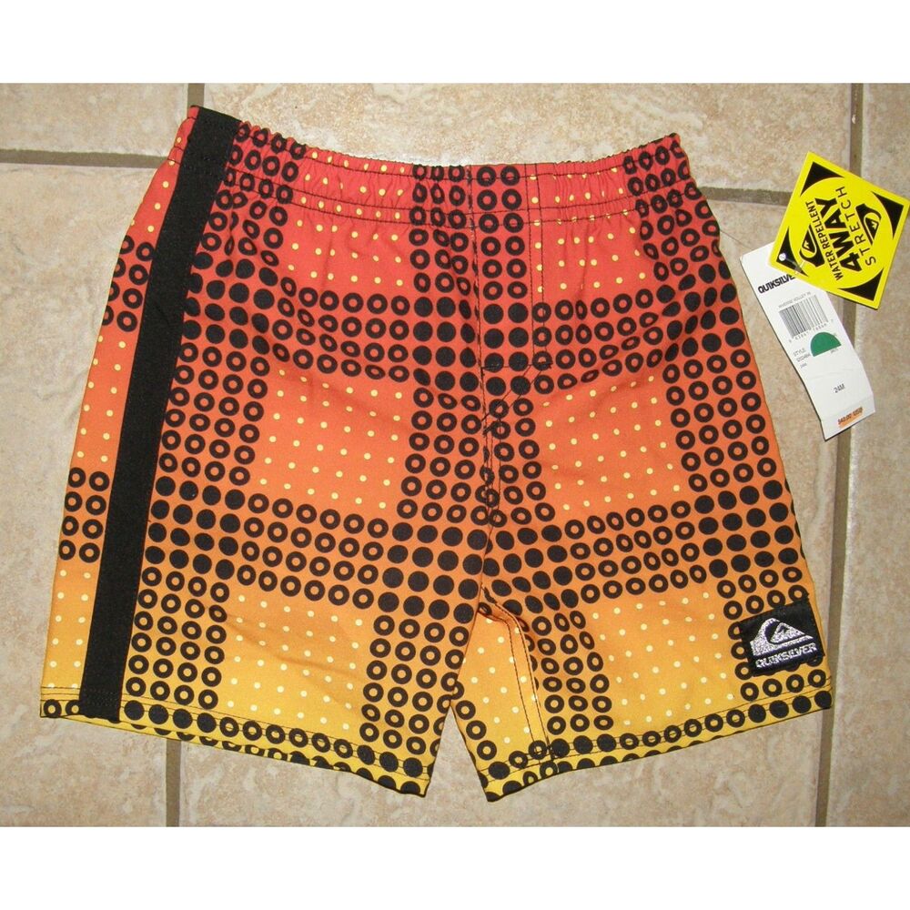QUIKSILVER Boys Sz 24 Months Water Repellent Elastic Waist Swim Board Shorts NEW